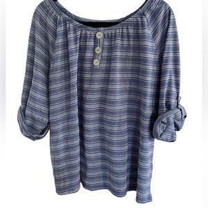 Adrienne Vittadini Blue Striped Blouse